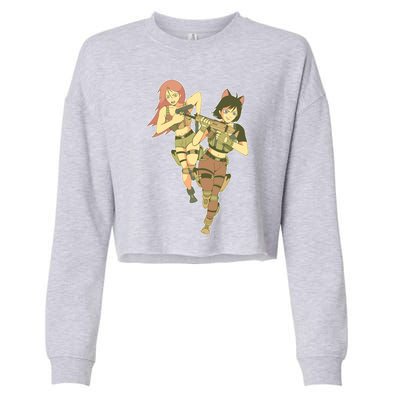 Anime Girl Soldiers Cropped Pullover Crew