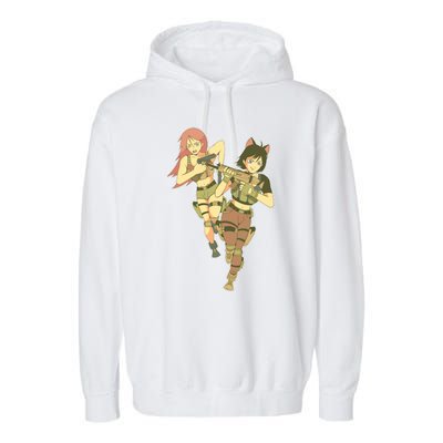 Anime Girl Soldiers Garment-Dyed Fleece Hoodie