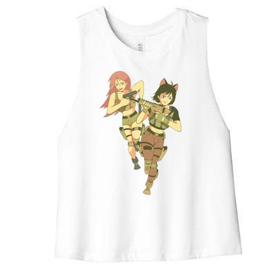 Anime Girl Soldiers Women's Racerback Cropped Tank