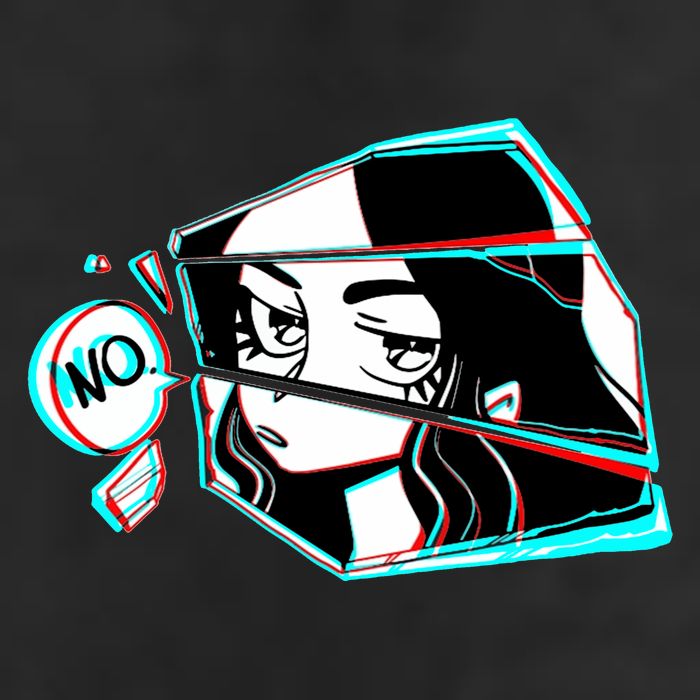 Anime No Eyes Broken Glass 7 Panel Mesh Trucker Snapback Hat