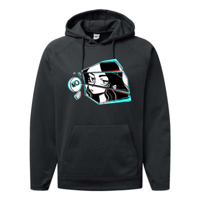 Anime No Eyes Broken Glass Performance Fleece Hoodie