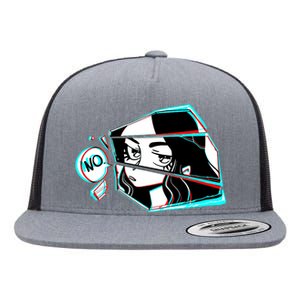 Anime No Eyes Broken Glass Flat Bill Trucker Hat