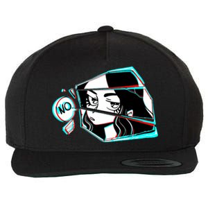 Anime No Eyes Broken Glass Wool Snapback Cap