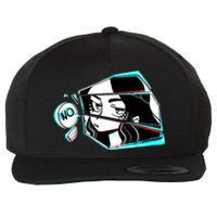 Anime No Eyes Broken Glass Wool Snapback Cap