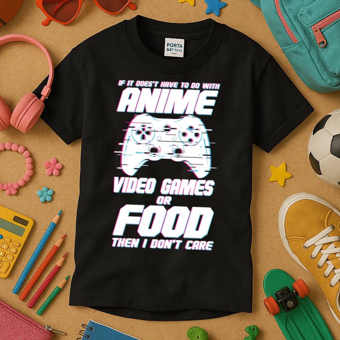 Anime Video Games Or Food Kids T-Shirt