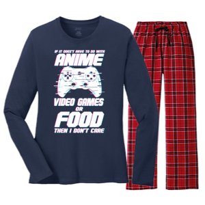 Anime Video Games Or Food Women's Long Sleeve Flannel Pajama Set 