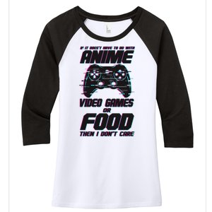 Anime Video Games Or Food Women's Tri-Blend 3/4-Sleeve Raglan Shirt