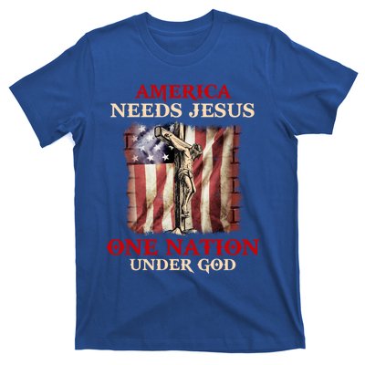 America Needs Jesus One Nation Under God American Flag Gift T-Shirt