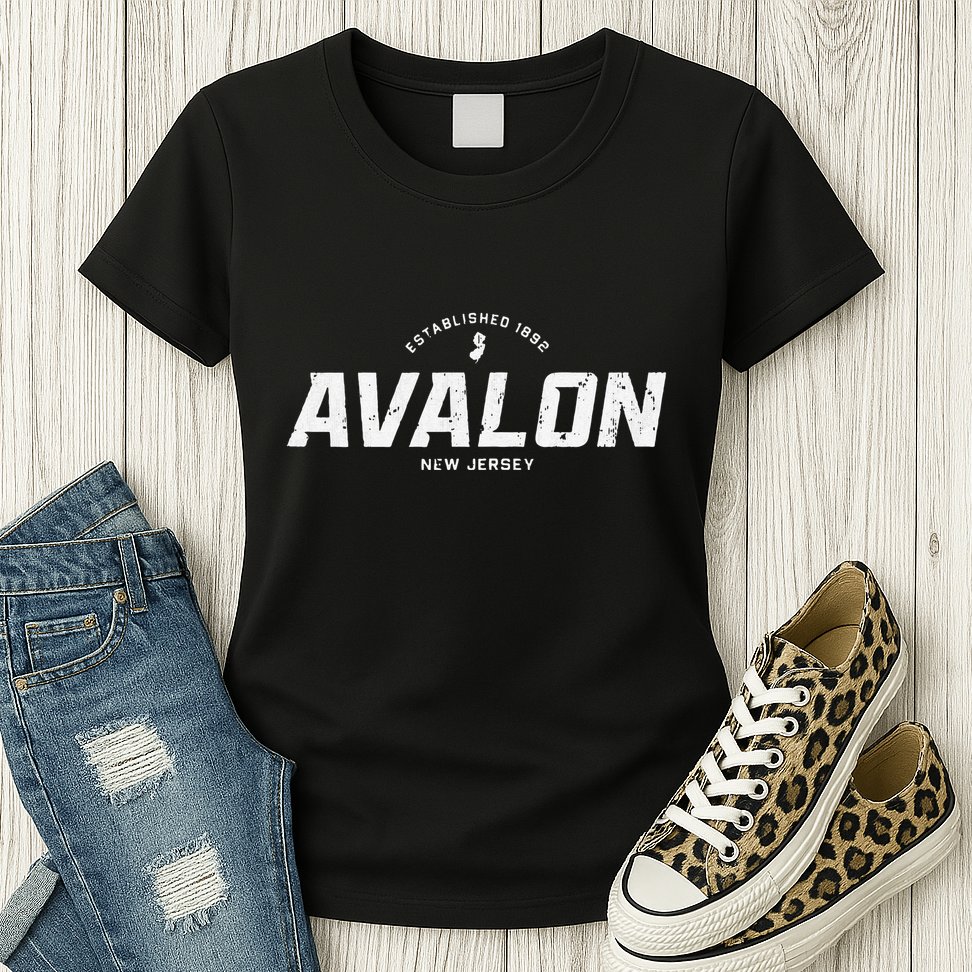 Avalon New Jersey Nj Vintage Athletic Sports Womens T-Shirt