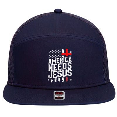 America Needs Jesus 7 Panel Mesh Trucker Snapback Hat