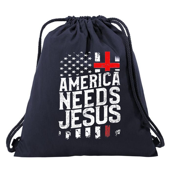 America Needs Jesus Drawstring Bag