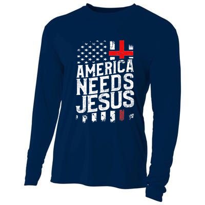 America Needs Jesus Cooling Performance Long Sleeve Crew