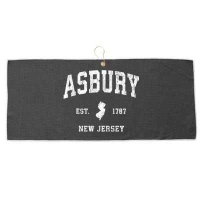 Asbury New Jersey Nj Vintage Athletic Sports Large Microfiber Waffle Golf Towel