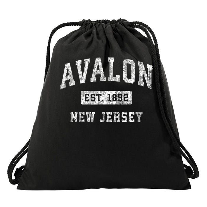 Avalon New Jersey Nj Vintage Established Sports Drawstring Bag