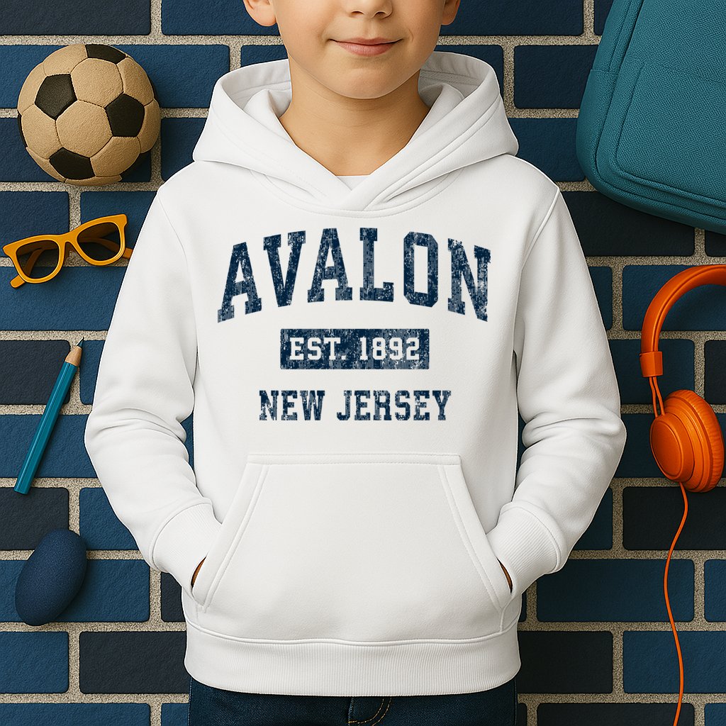 Avalon New Jersey Nj Vintage Sports Kids Hoodie