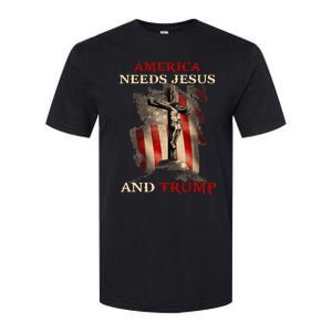 America Needs Jesus And Trump Pro Trump 2024 Softstyle CVC T-Shirt