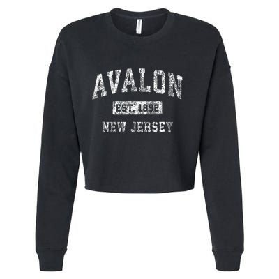 Avalon New Jersey Nj Vintage Established Sports Design Cropped Pullover Crew