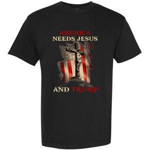 America Needs Jesus And Trump Pro Trump 2024 Garment-Dyed Heavyweight T-Shirt