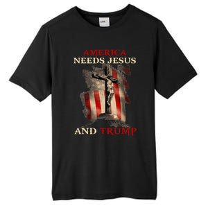 America Needs Jesus And Trump Pro Trump 2024 Tall Fusion ChromaSoft Performance T-Shirt