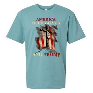 America Needs Jesus And Trump Pro Trump 2024 Sueded Cloud Jersey T-Shirt