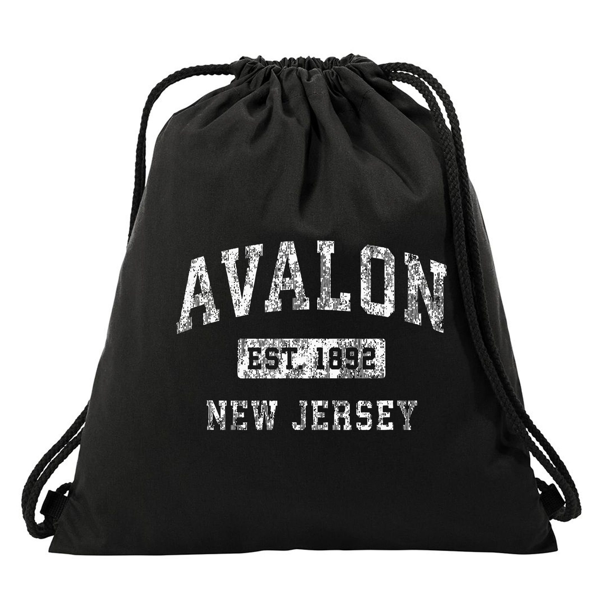 Avalon New Jersey Nj Vintage Established Drawstring Bag