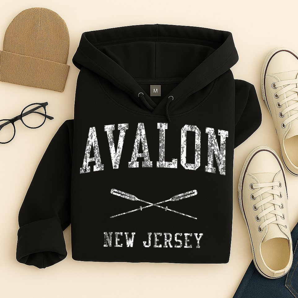 Avalon New Jersey Nj Vintage Nautical Hoodie