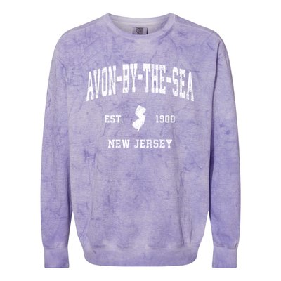 Avonbythesea New Jersey Nj Vintage Athletic Sports Colorblast Crewneck Sweatshirt