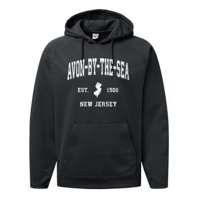 Avonbythesea New Jersey Nj Vintage Athletic Sports Performance Fleece Hoodie