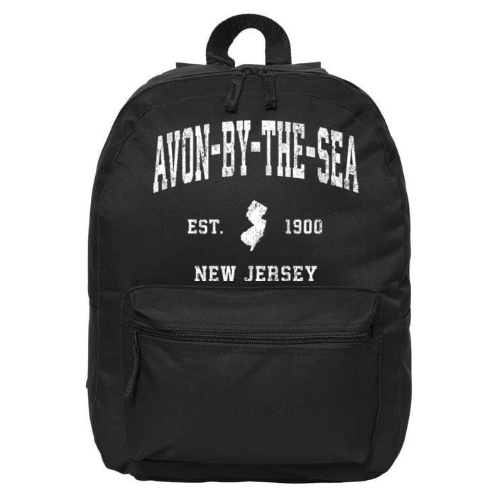 Avonbythesea New Jersey Nj Vintage Athletic Sports 16 in Basic Backpack