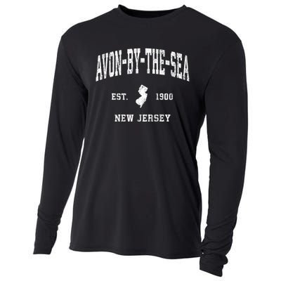 Avonbythesea New Jersey Nj Vintage Athletic Sports Cooling Performance Long Sleeve Crew