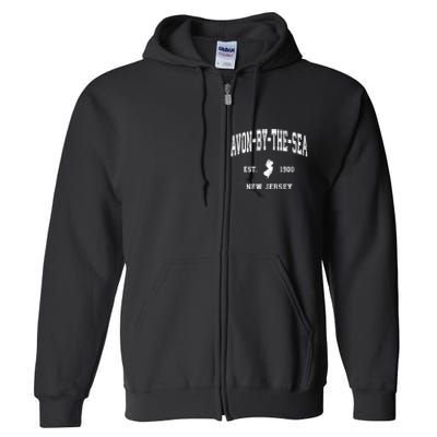 Avonbythesea New Jersey Nj Vintage Athletic Sports Full Zip Hoodie