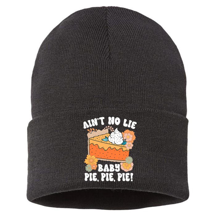 Ain't No Lie Baby Pie Pie Pie Funny Thanksgivin Food Sustainable Knit Beanie