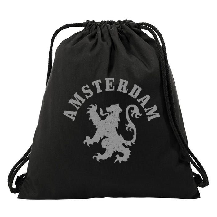 Amsterdam Netherlands Lion Dutch Holland Vintage Amsterdam Drawstring Bag