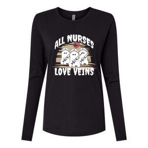 All Nurses Love Veins Vampire Gift Womens Cotton Relaxed Long Sleeve T-Shirt