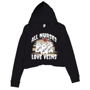 All Nurses Love Veins Vampire Gift Crop Fleece Hoodie