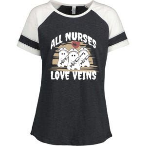 All Nurses Love Veins Vampire Gift Enza Ladies Jersey Colorblock Tee