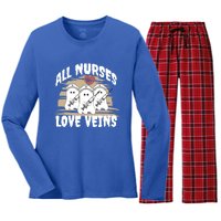 All Nurses Love Veins Vampire Gift Women's Long Sleeve Flannel Pajama Set 