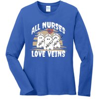 All Nurses Love Veins Vampire Gift Ladies Long Sleeve Shirt