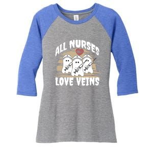 All Nurses Love Veins Vampire Gift Women's Tri-Blend 3/4-Sleeve Raglan Shirt