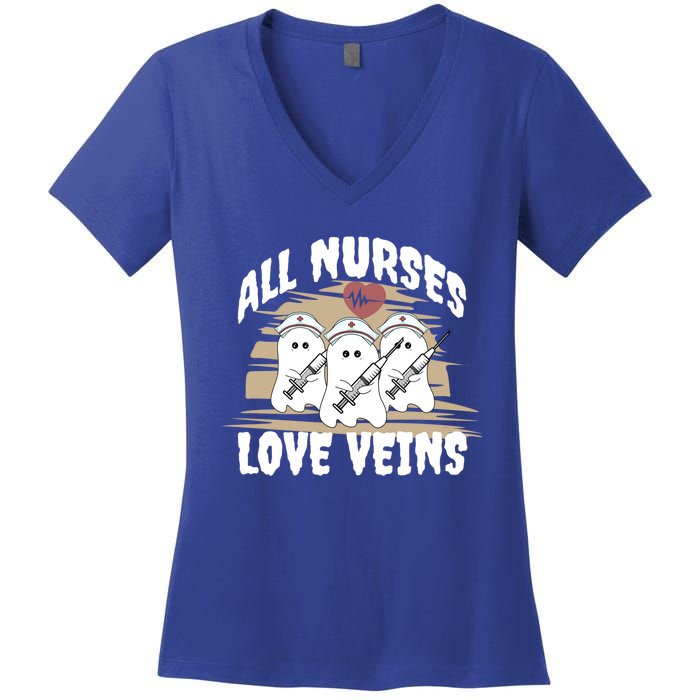 All Nurses Love Veins Vampire Gift Women's V-Neck T-Shirt