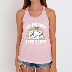 All Nurses Love Veins Vampire Gift Women's Knotted Racerback Tank