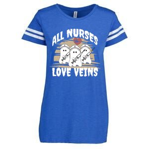 All Nurses Love Veins Vampire Gift Enza Ladies Jersey Football T-Shirt