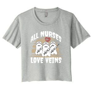 All Nurses Love Veins Vampire Gift Women's Crop Top Tee