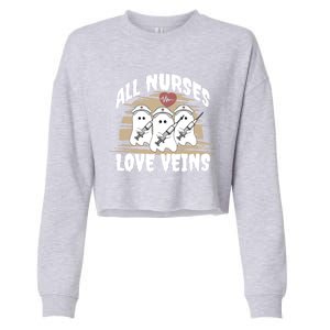 All Nurses Love Veins Vampire Gift Cropped Pullover Crew