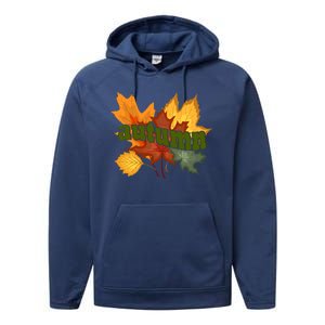 Autumn Nature Leaves Performance Fleece Hoodie