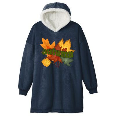 Autumn Nature Leaves Hooded Wearable Blanket