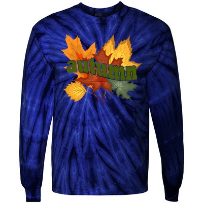 Autumn Nature Leaves Tie-Dye Long Sleeve Shirt