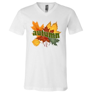 Autumn Nature Leaves V-Neck T-Shirt