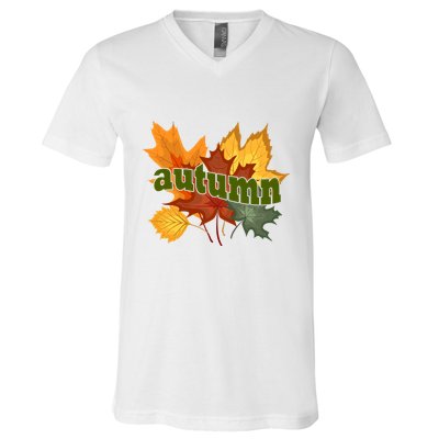 Autumn Nature Leaves V-Neck T-Shirt