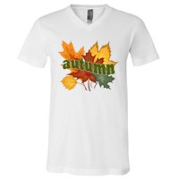 Autumn Nature Leaves V-Neck T-Shirt